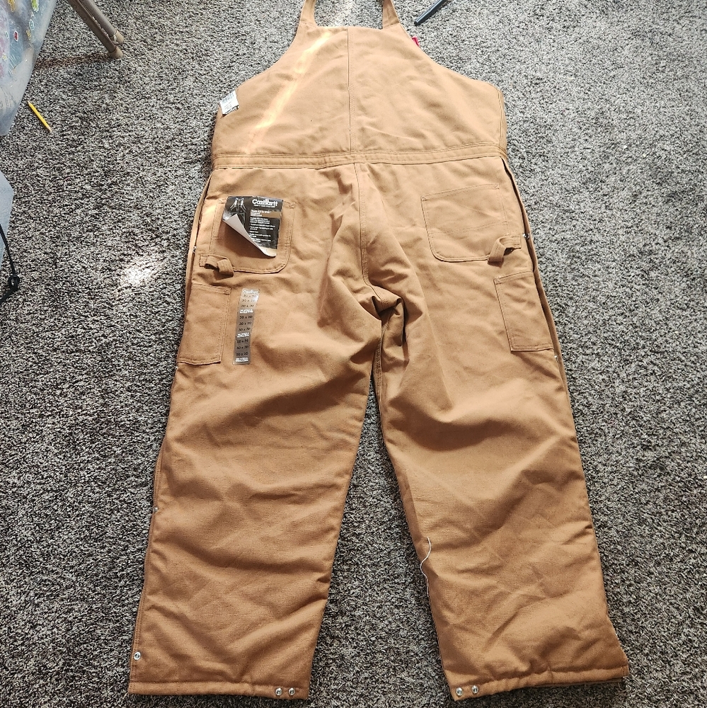 Carhartt Duck Zip-to-waist Biberall Quilt Lined Overall Size 50×30 NWT - Picture 4 of 16